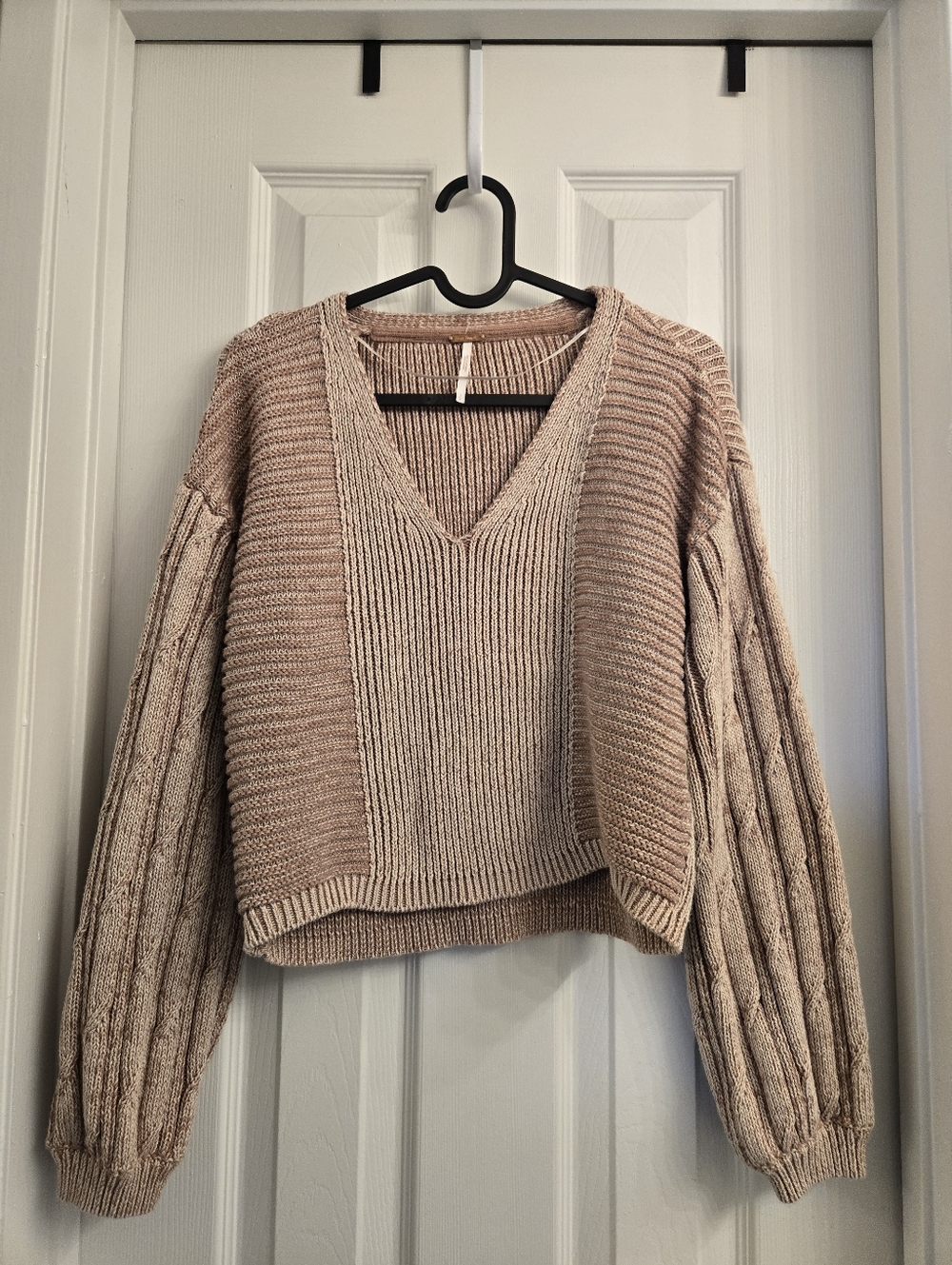 Free People Soft Taupe When It Rains Sweater